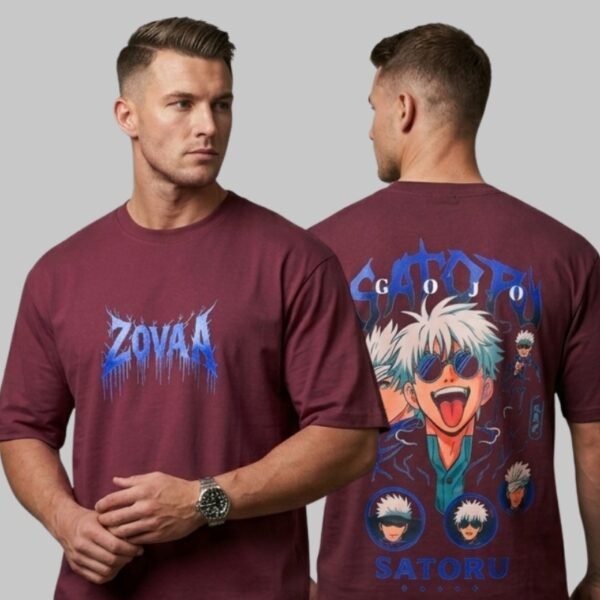 Zovaa Maroon Cotton Oversized Tshirt