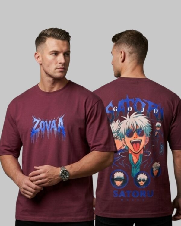 Zovaa Maroon Cotton Oversized Tshirt