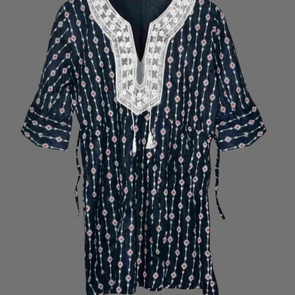 Classic Navy Printed Short Kurti