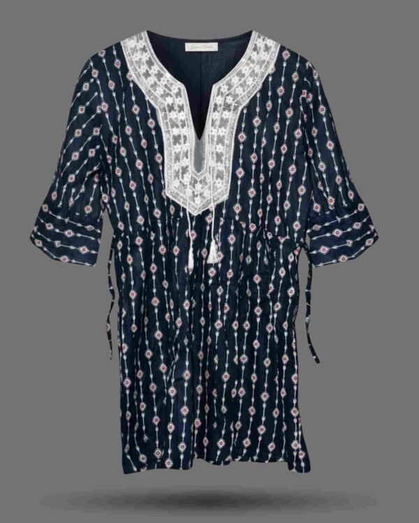 Classic Navy Printed Short Kurti