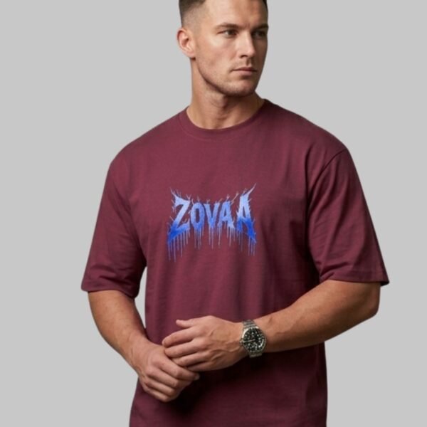 Zovaa Maroon Cotton Oversized Tshirt