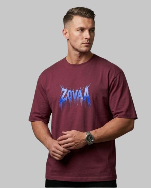 Zovaa Maroon Cotton Oversized Tshirt