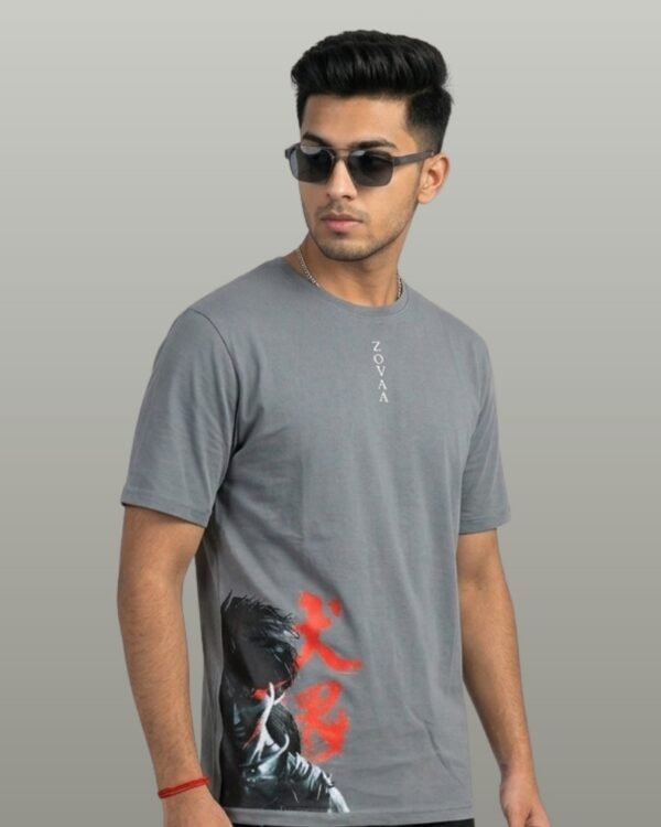 Zovaa Slate Grey Anime Streetwear T-shirt