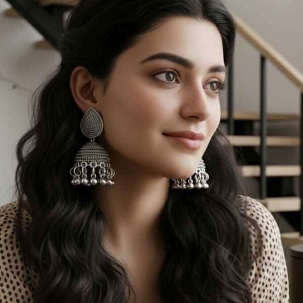 Traditional Artificial Silver Jhumka