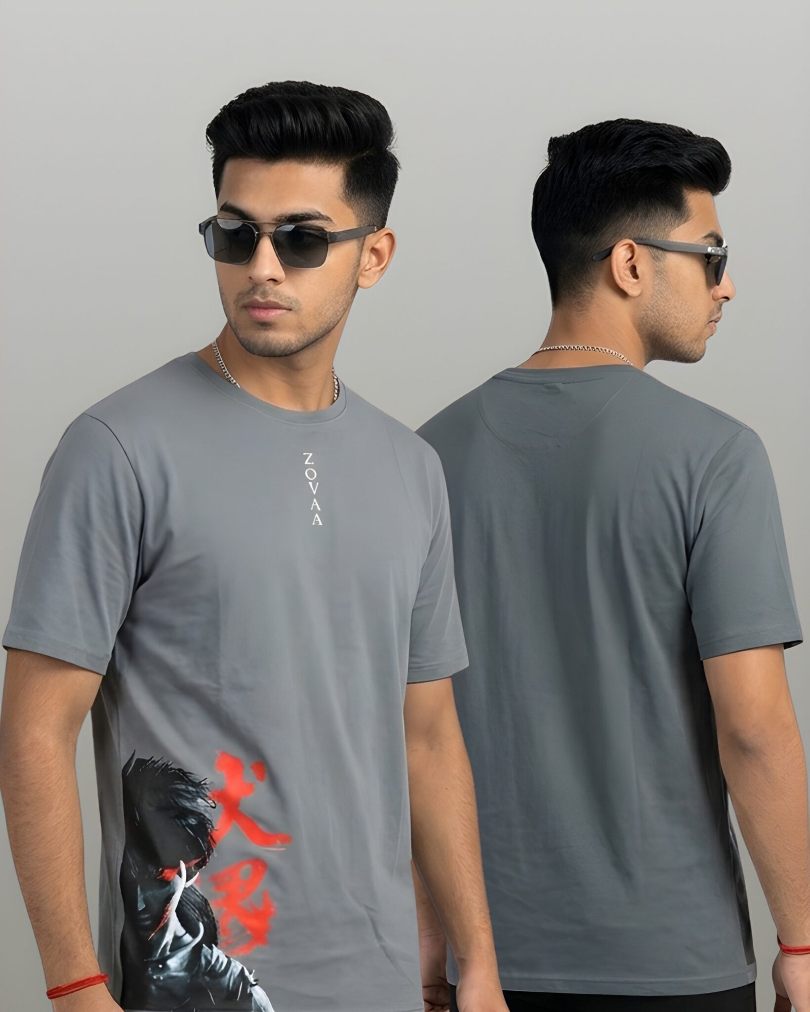 Zovaa Slate Grey Anime Streetwear T-shirt