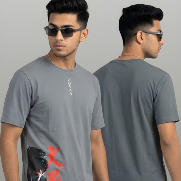 Zovaa Slate Grey Anime Streetwear T-shirt