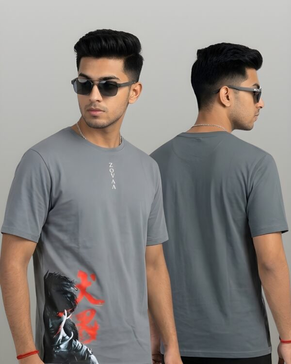 Zovaa Slate Grey Anime Streetwear T-shirt