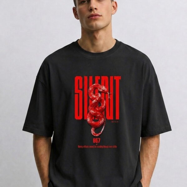 Red Snake Theme Design Oversized tshirt