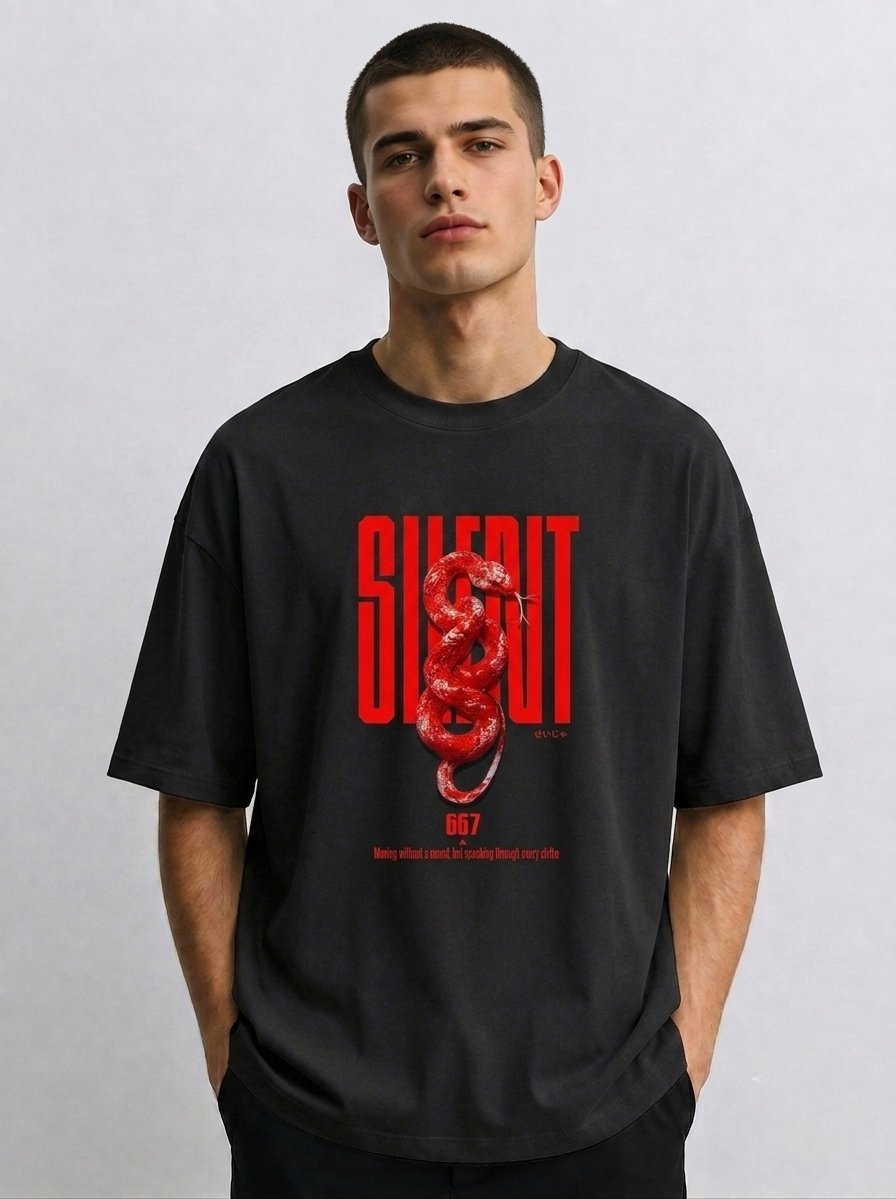 Red Snake Theme Design Oversized tshirt